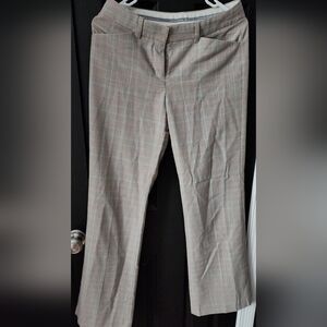 Express Editor Beige Checkered Pants